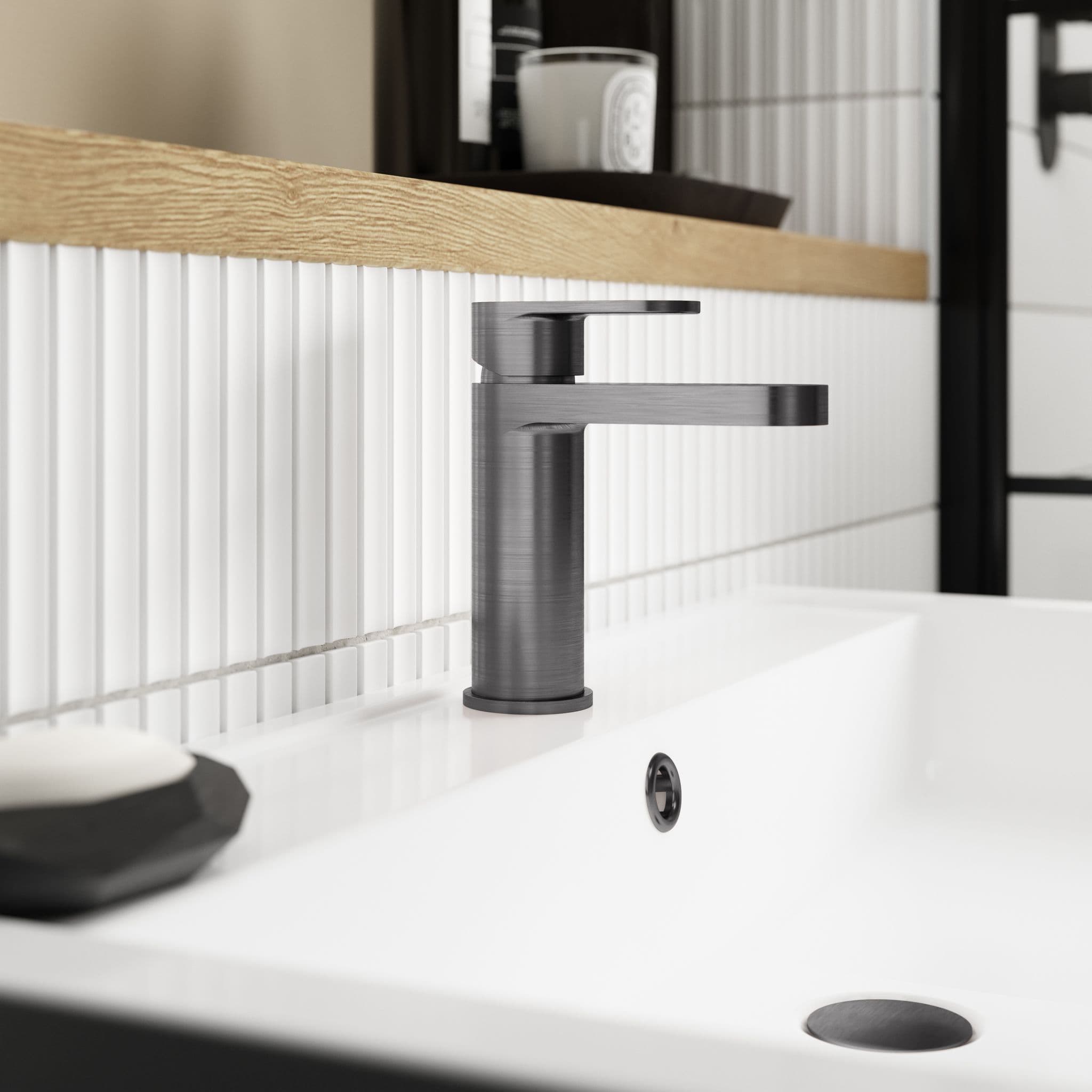 Elite Range Binsey, Mono Basin Mixer With Push Button Waste, Brushed Pewter