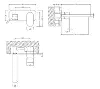 Binsey, Wall Mounted 2 Tap Hole Basin Mixer With Plate, Brushed Pewter