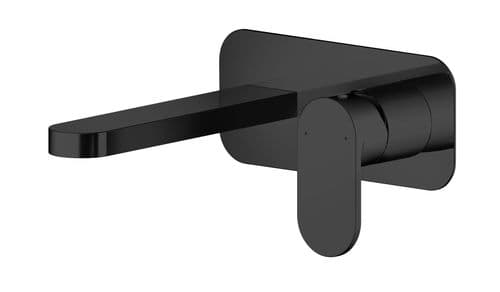 Binsey, Wall Mounted 2 Tap Hole Basin Mixer With Plate, Matt Black