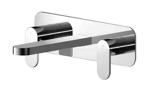 Binsey, Wall Mounted 3 Tap Hole Basin Mixer With Plate, Chrome
