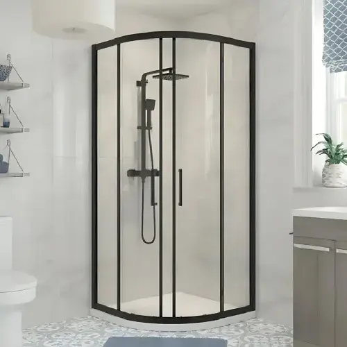 Black 900 x 900mm Quadrant Shower Enclosure, 2 Sliding Doors, Optional Shower Tray