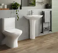 Black Cedare Walk In Shower Room Pack with 8mm Wet Room Screen (various sizes), Toilet, Basin & Tap