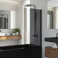Black Tinted Glass Bath Screen 1400 x 800mm