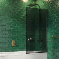 Black Tinted Glass Bath Screen 1400 x 800mm