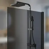 Black Tinted Glass Bath Screen 1400 x 800mm