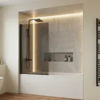 Black Tinted Glass Bath Screen 1400 x 800mm