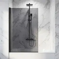 Black Tinted Glass Bath Screen 1400 x 800mm