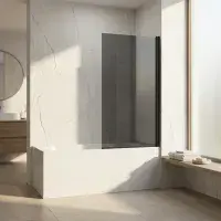 Black Tinted Glass Bath Screen 1400 x 800mm