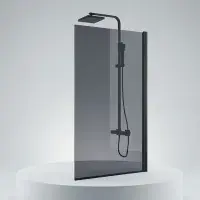 Black Tinted Glass Bath Screen 1400 x 800mm