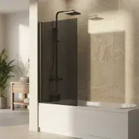 Black Tinted Glass Bath Screen 1400 x 800mm