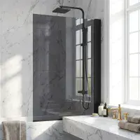 Black Tinted Glass Bath Screen 1400 x 800mm