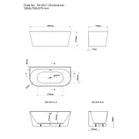 Brockland 1600 x 750 x 575mm Freestanding bath in Matt White