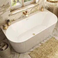 Brockland Freestanding bath 1600x750x575mm inc waste White - Lifetime Guarantee