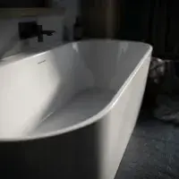 Brockland Freestanding bath 1600x750x575mm inc waste White - Lifetime Guarantee