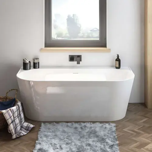 Brockland Freestanding bath 1600x750x575mm inc waste White - Lifetime Guarantee