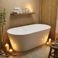 Bromley 1590 x 750 x 560mm Freestanding bath inc waste - Gloss White
