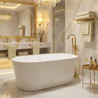 Bromley 1590 x 750 x 560mm Freestanding bath inc waste - Gloss White