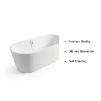 Bromley 1590 x 750 x 560mm Freestanding bath inc waste - Gloss White
