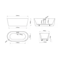 Bromley 1590 x 750 x 560mm Freestanding bath inc waste - Gloss White