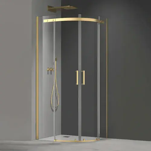 Brushed Brass 900mm Quadrant Frameless Shower Enclosure