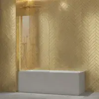 Brushed Brass Bath Screen 6mm - Round Corner