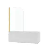 Brushed Brass Bath Screen 6mm - Round Corner