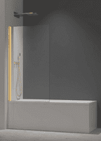 Brushed Brass Bath Screen 6mm - Square Corner