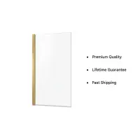 Brushed Brass Bath Screen 6mm - Square Corner