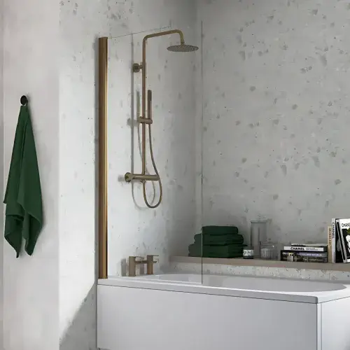 Brushed Bronze Bath Screen - 1500x800mm Square Top