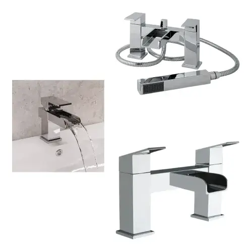 Camborne Chrome Bathroom Tap Set - Basin Mono, Bath Filler & Bath Shower Mixer with Handset