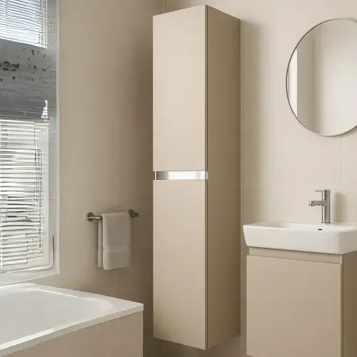 Carmine 300mm 2 Door Wall Hung Tall Unit, Matt Latte