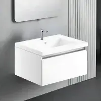 Carmine 600 1 Drawer Wall Hung Basin Unit Inc. Basin, White Gloss