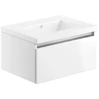 Carmine 600 1 Drawer Wall Hung Basin Unit Inc. Basin, White Gloss