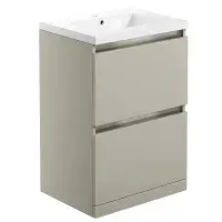 Carmine 600 2 Drawer Floor Standing Vanity Basin Unit - Matt Latte