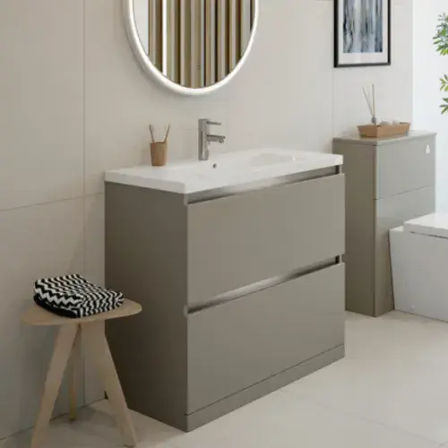 Carmine 600 2 Drawer Floor Standing Vanity Basin Unit - Matt Latte