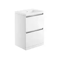 Carmine 600 2 Drawer Floor Standing Vanity Basin Unit White Gloss
