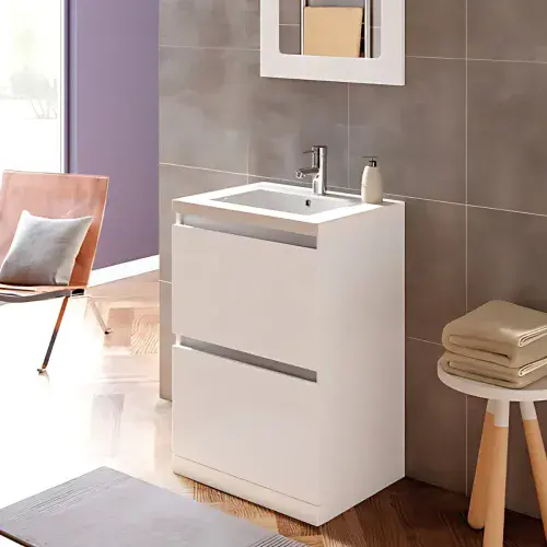 Carmine 600 2 Drawer Floor Standing Vanity Basin Unit White Gloss
