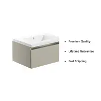 Carmine 615mm 1 Drawer Wall Hung Basin Unit Inc. Basin, Matt Latte