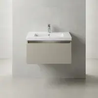 Carmine 615mm 1 Drawer Wall Hung Basin Unit Inc. Basin, Matt Latte