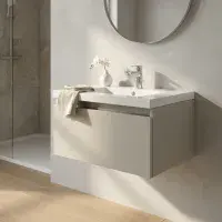 Carmine 615mm 1 Drawer Wall Hung Basin Unit Inc. Basin, Matt Latte