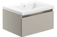 Carmine 615mm 1 Drawer Wall Hung Basin Unit Inc. Basin, Matt Latte
