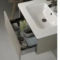 Carmine 615mm 1 Drawer Wall Hung Basin Unit Inc. Basin, Matt Latte