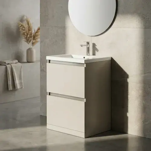 Carmine 615mm 2 Drawer Floor Standing Vanity Basin Unit - Matt Latte