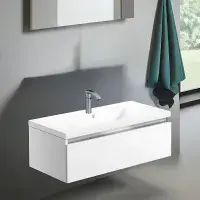 Carmine 800mm 1 Drawer Wall Hung Basin Unit Inc. Basin, White Gloss