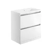 Carmine 815mm 2 Drawer Floor Standing Basin Unit Inc. Basin, White Gloss