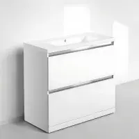 Carmine 815mm 2 Drawer Floor Standing Basin Unit Inc. Basin, White Gloss