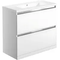 Carmine 815mm 2 Drawer Floor Standing Basin Unit Inc. Basin, White Gloss