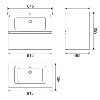 Carmine 815mm 2 Drawer Floor Standing Basin Unit Inc. Basin, White Gloss