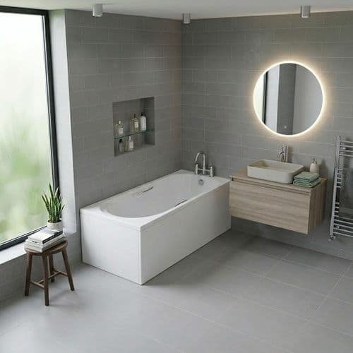 Carron Arc 1700 x 750mm Single Ended Bath With Chrome Grips- Standard & Carronite Options