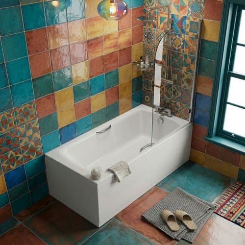 Carron Axis 1600 x 700mm Single Ended Bath With Chrome Grips- Standard & Carronite Options